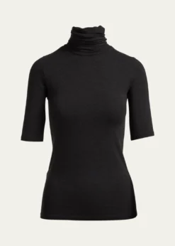 Majestic FilaturesSoft Touch Half-Sleeve Turtleneck