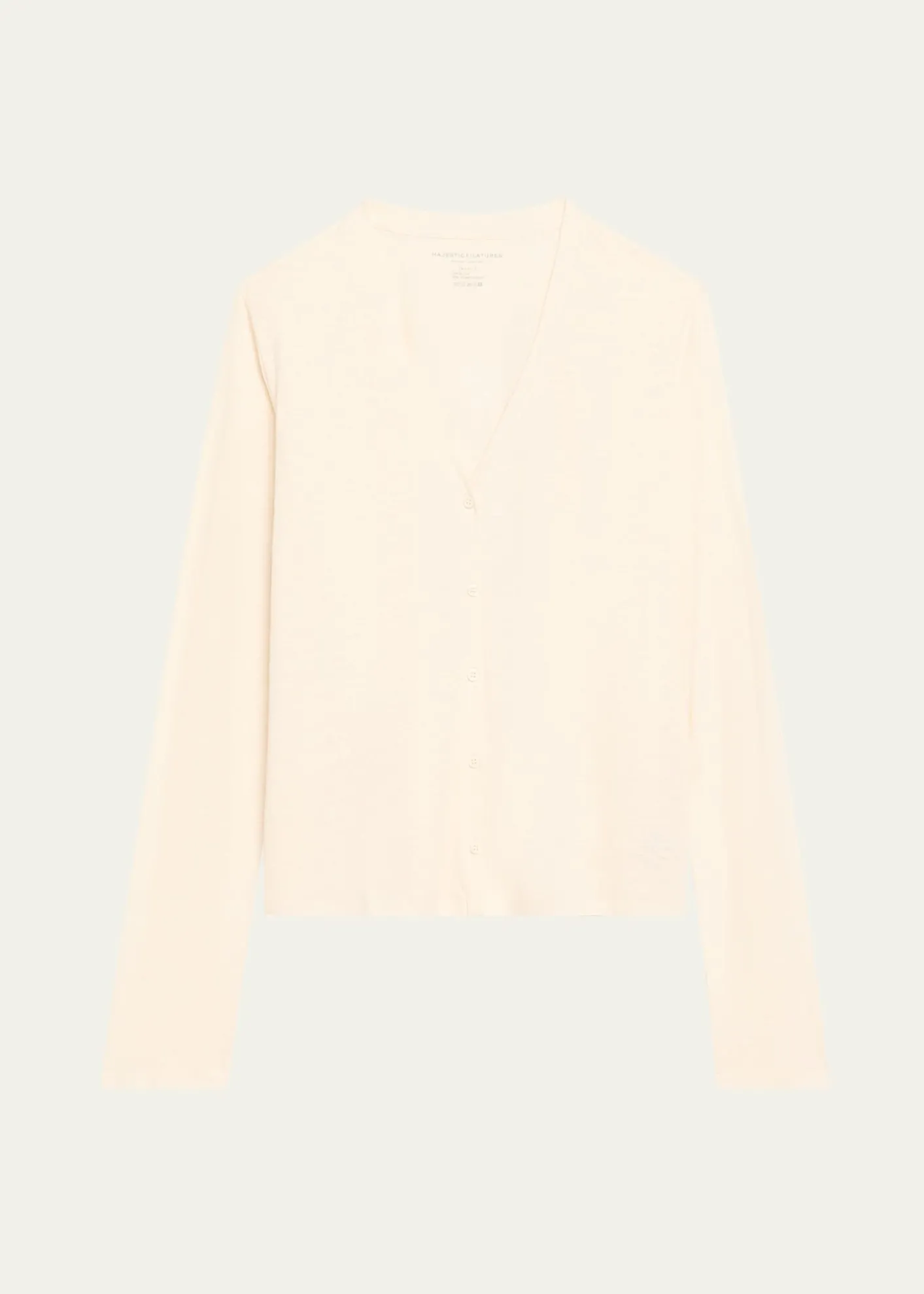Majestic FilaturesV-Neck Button-Down Long-Sleeve Stretch-Linen Cardigan