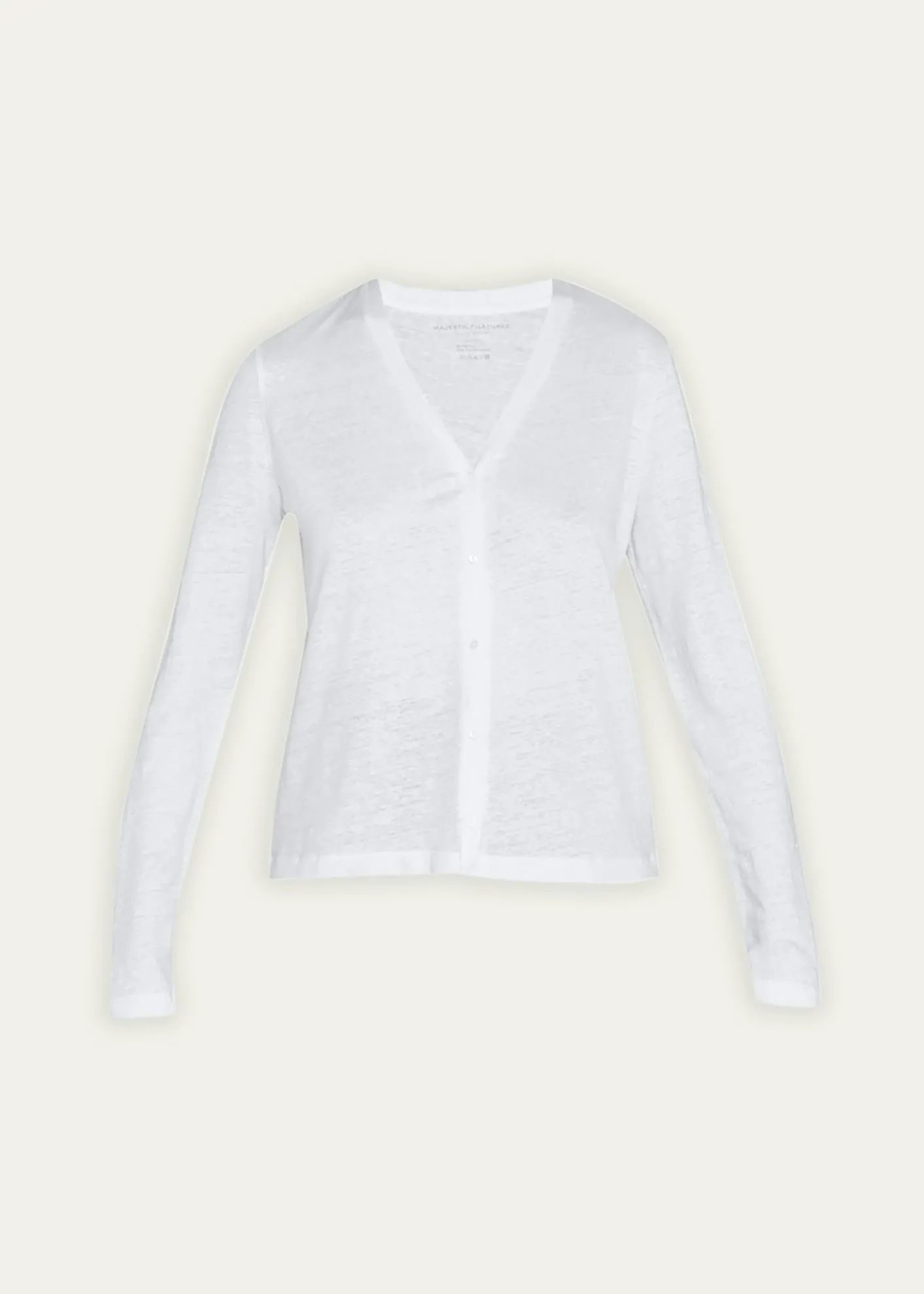 Majestic FilaturesV-Neck Button-Down Long-Sleeve Stretch-Linen Cardigan