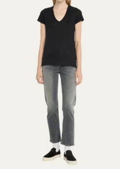 Majestic FilaturesV-Neck Short-Sleeve Stretch Linen T-Shirt