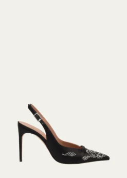 Malone SouliersJazz Embellished Satin Slingback Pumps