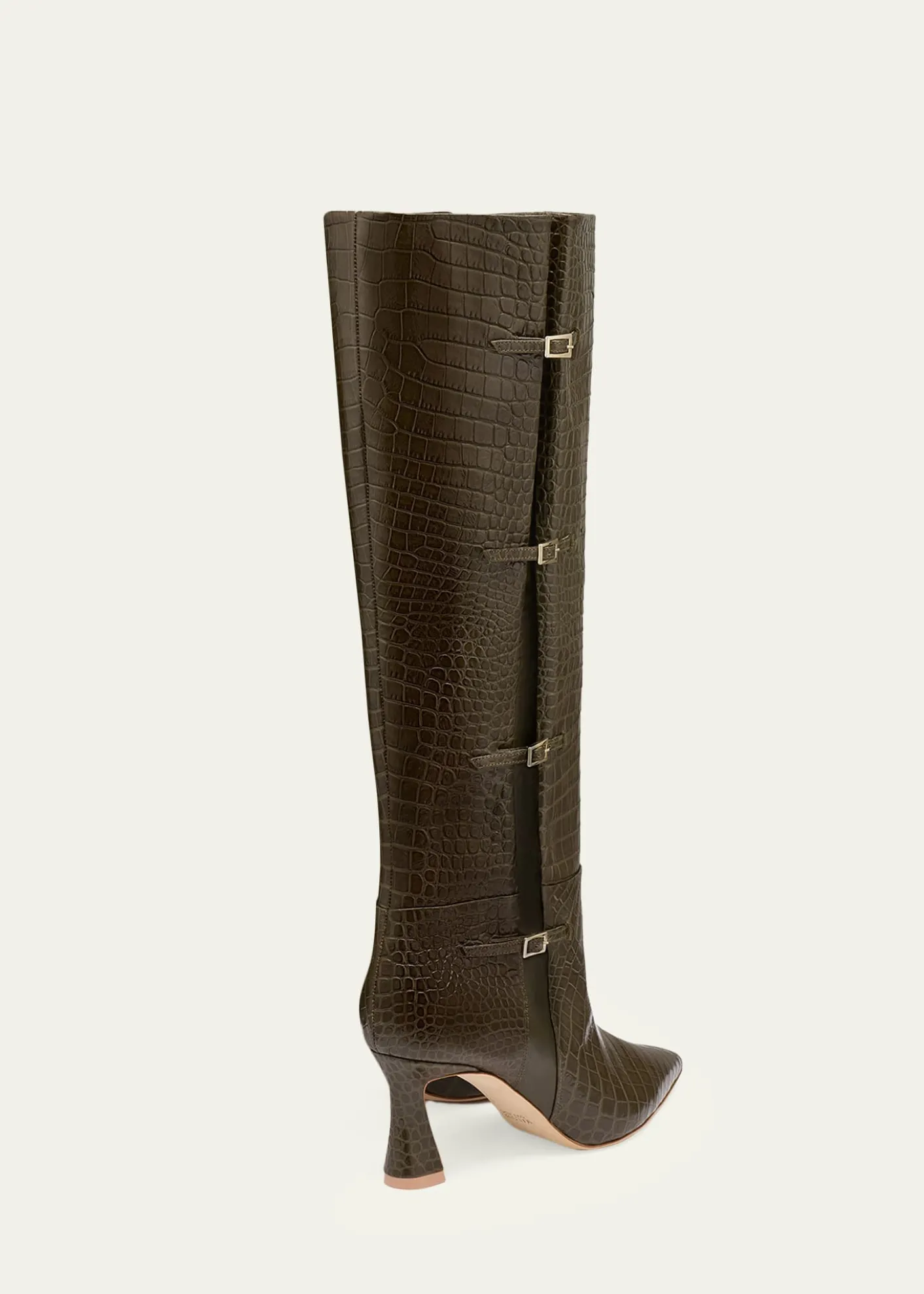 Malone Souliers70mm Nolan Croc-Embossed Leather Knee-High Boots
