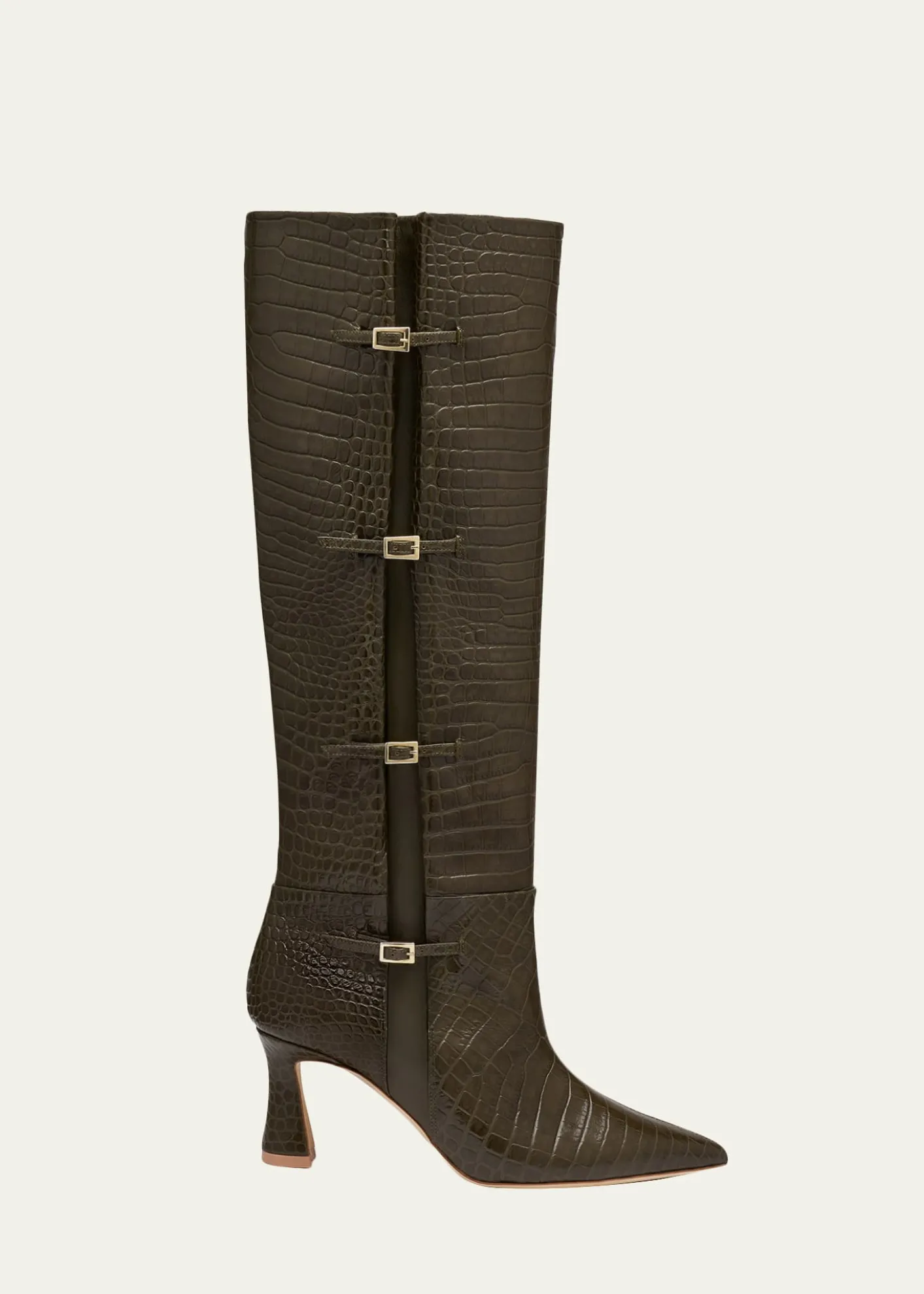 Malone Souliers70mm Nolan Croc-Embossed Leather Knee-High Boots