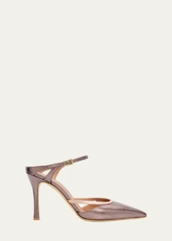 Malone Souliers90mm Yola Metallic Leather Mule Pumps