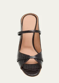 Malone SouliersNorah Croc-Embossed Leather Double-Strap Mule Sandals