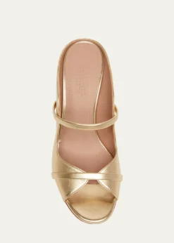 Malone SouliersNorah Metallic Leather Two-Band Block Heel Sandals