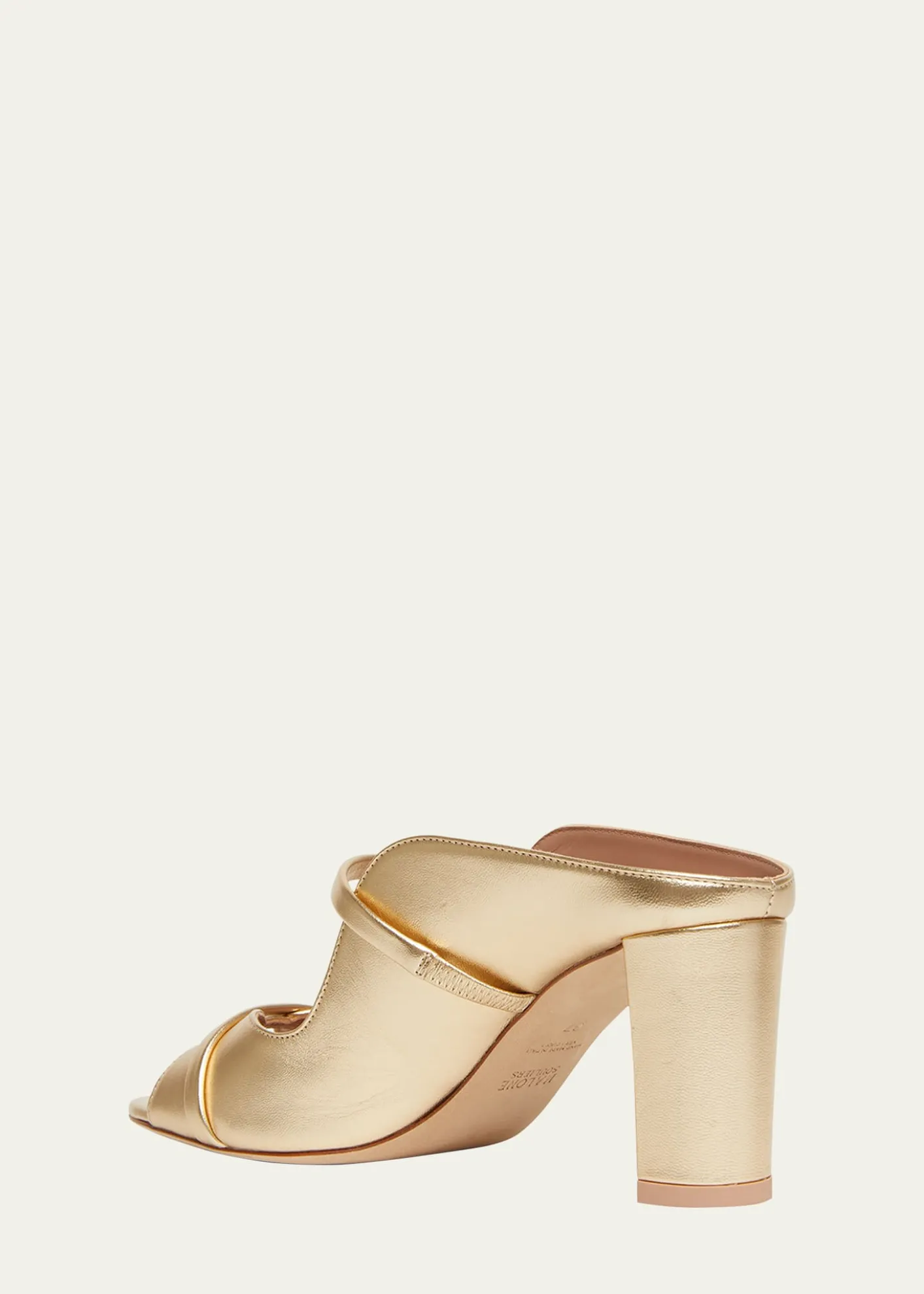 Malone SouliersNorah Metallic Leather Two-Band Block Heel Sandals
