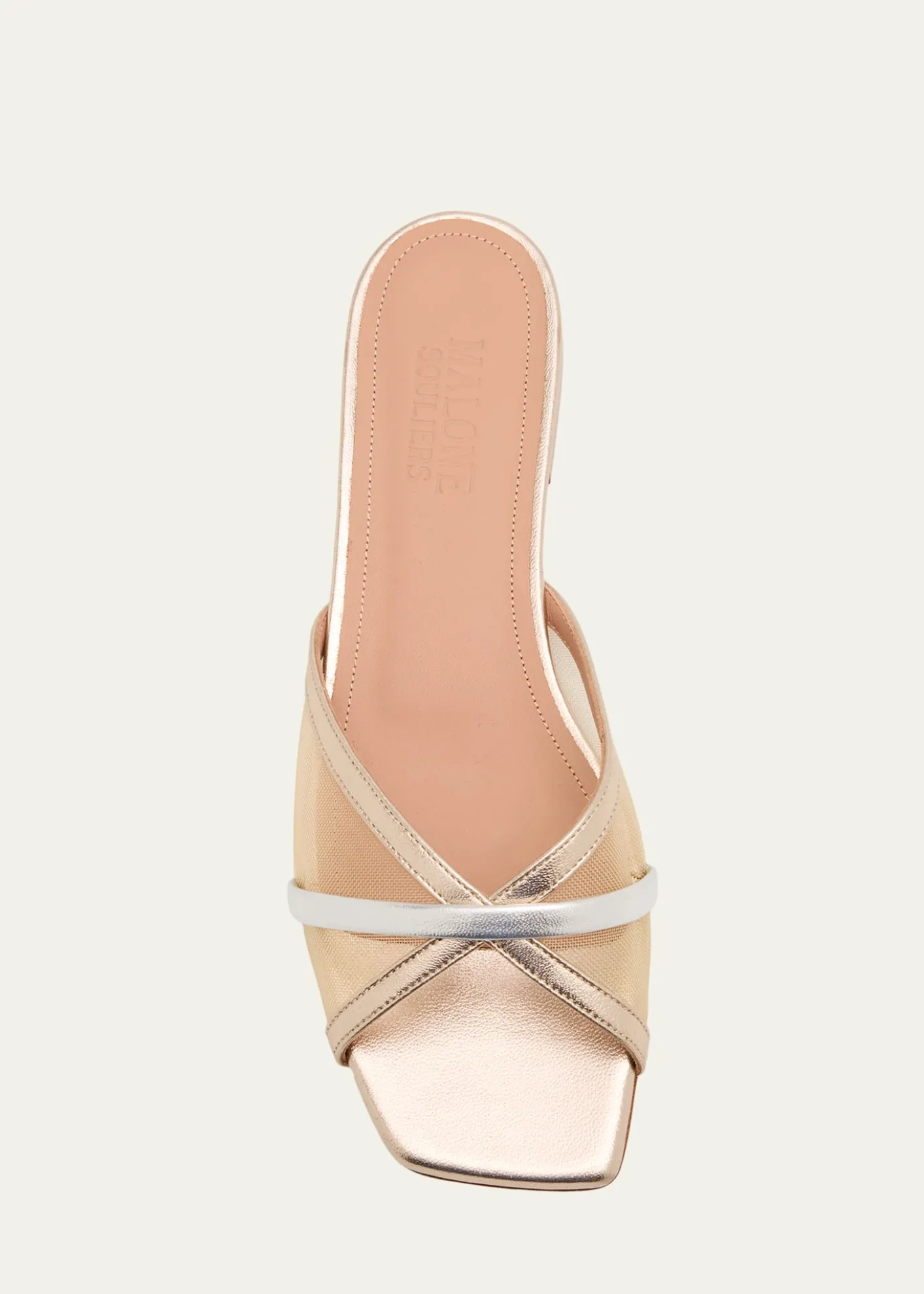 Malone SouliersPerla Multi Metallic Leather and Mesh Flat Slide Sandals