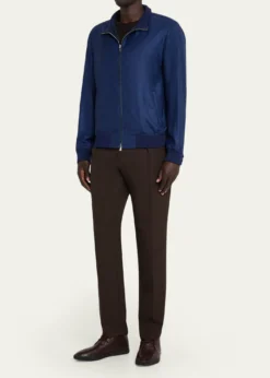 MandelliMen's Cashmere ZIp-Front Blouson Jacket