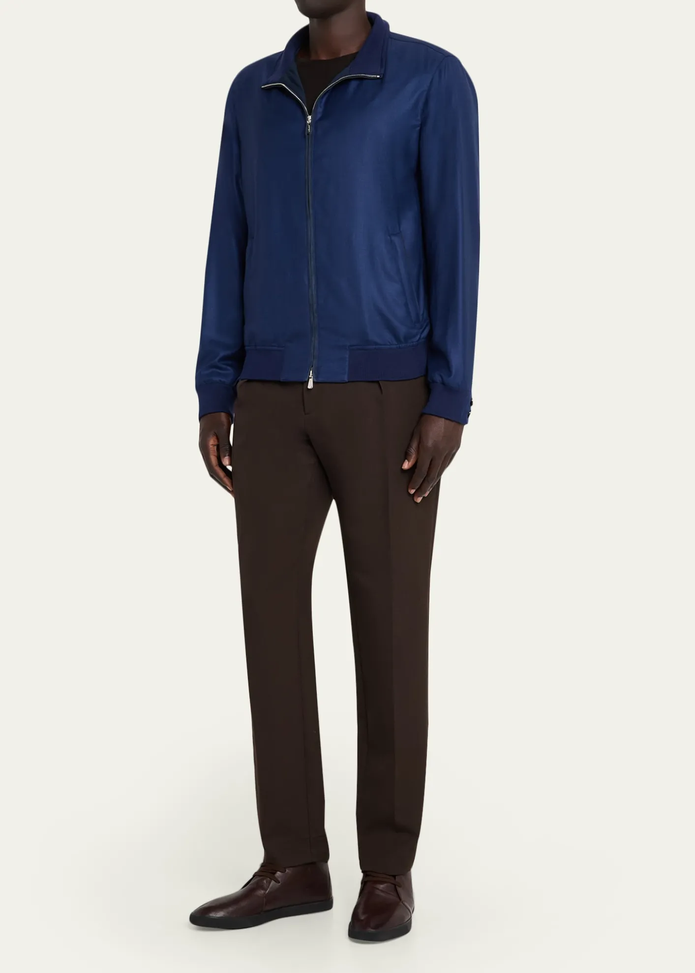 MandelliMen's Cashmere ZIp-Front Blouson Jacket