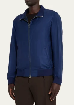 MandelliMen's Cashmere ZIp-Front Blouson Jacket