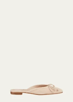 Manolo BlahnikBallerimu Suede Bow Ballerina Flat Mules