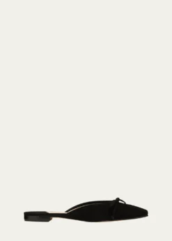 Manolo BlahnikBallerimu Suede Bow Ballerina Flat Mules