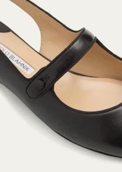 Manolo BlahnikCampari Leather Mary Jane Slingback Flats