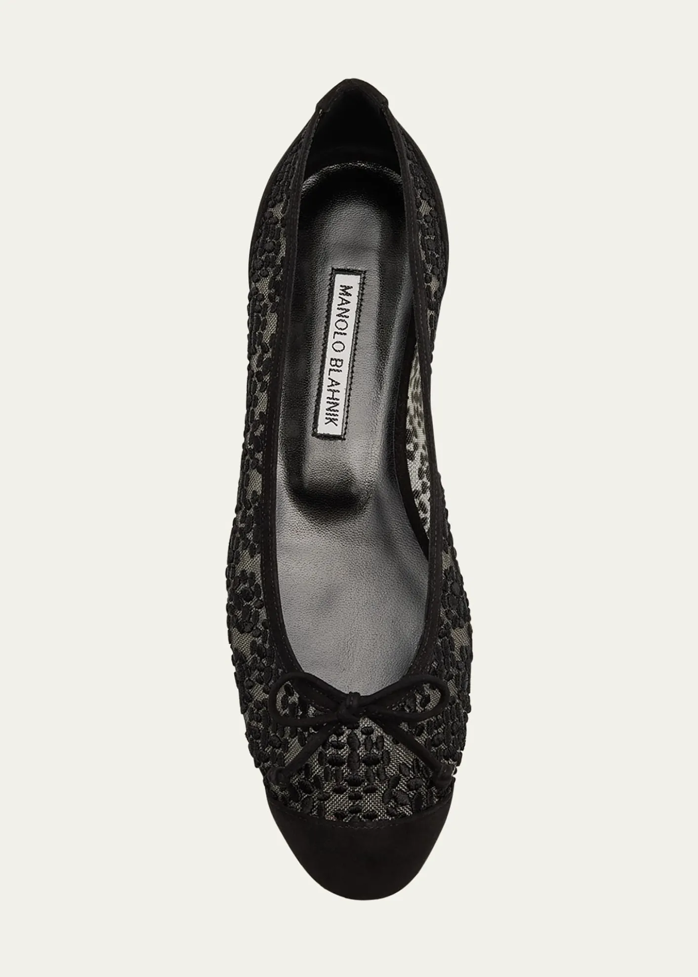 Manolo BlahnikCapbal Lace Cap-Toe Ballerina Flats