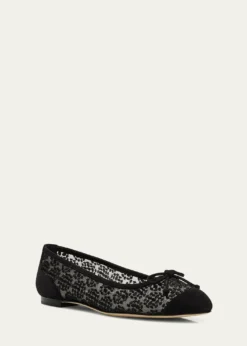Manolo BlahnikCapbal Lace Cap-Toe Ballerina Flats