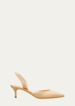 Manolo BlahnikCarolyne Leather Low-Heel Slingback Pump
