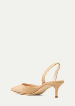 Manolo BlahnikCarolyne Leather Low-Heel Slingback Pump