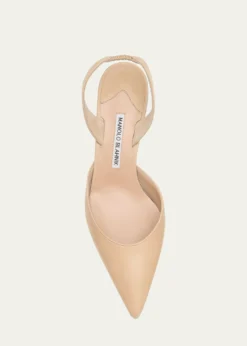 Manolo BlahnikCarolyne Leather Low-Heel Slingback Pump