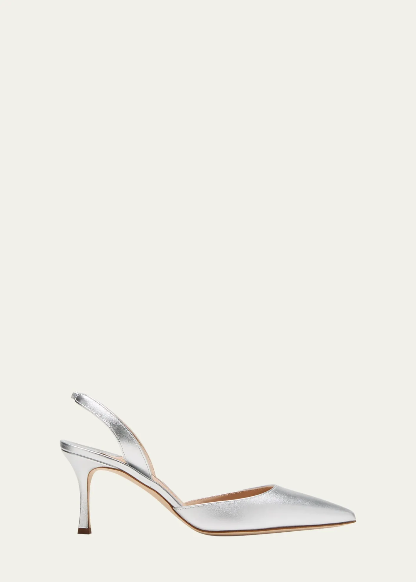 Manolo BlahnikCarolyne Metallic Leather Mid-Heel Slingback Pumps
