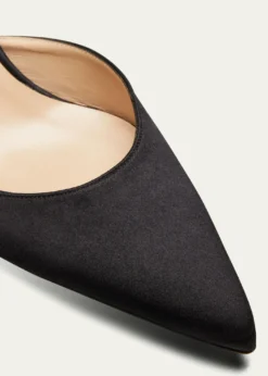 Manolo BlahnikCarolyne Satin Low-Heel Slingback Pumps, Black