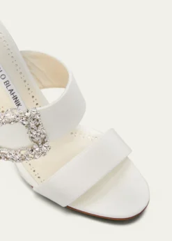 Manolo BlahnikGable Silk Crystal Buckle Slide Sandals