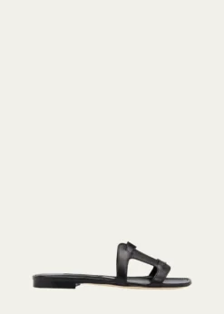 Manolo BlahnikGrellanu Leather Flat Slide Sandals