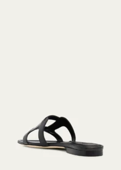 Manolo BlahnikGrellanu Leather Flat Slide Sandals