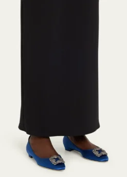Manolo BlahnikHangisi Crystal-Buckle Satin Flat