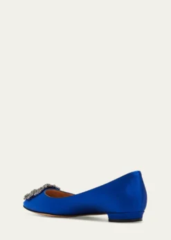 Manolo BlahnikHangisi Crystal-Buckle Satin Flat