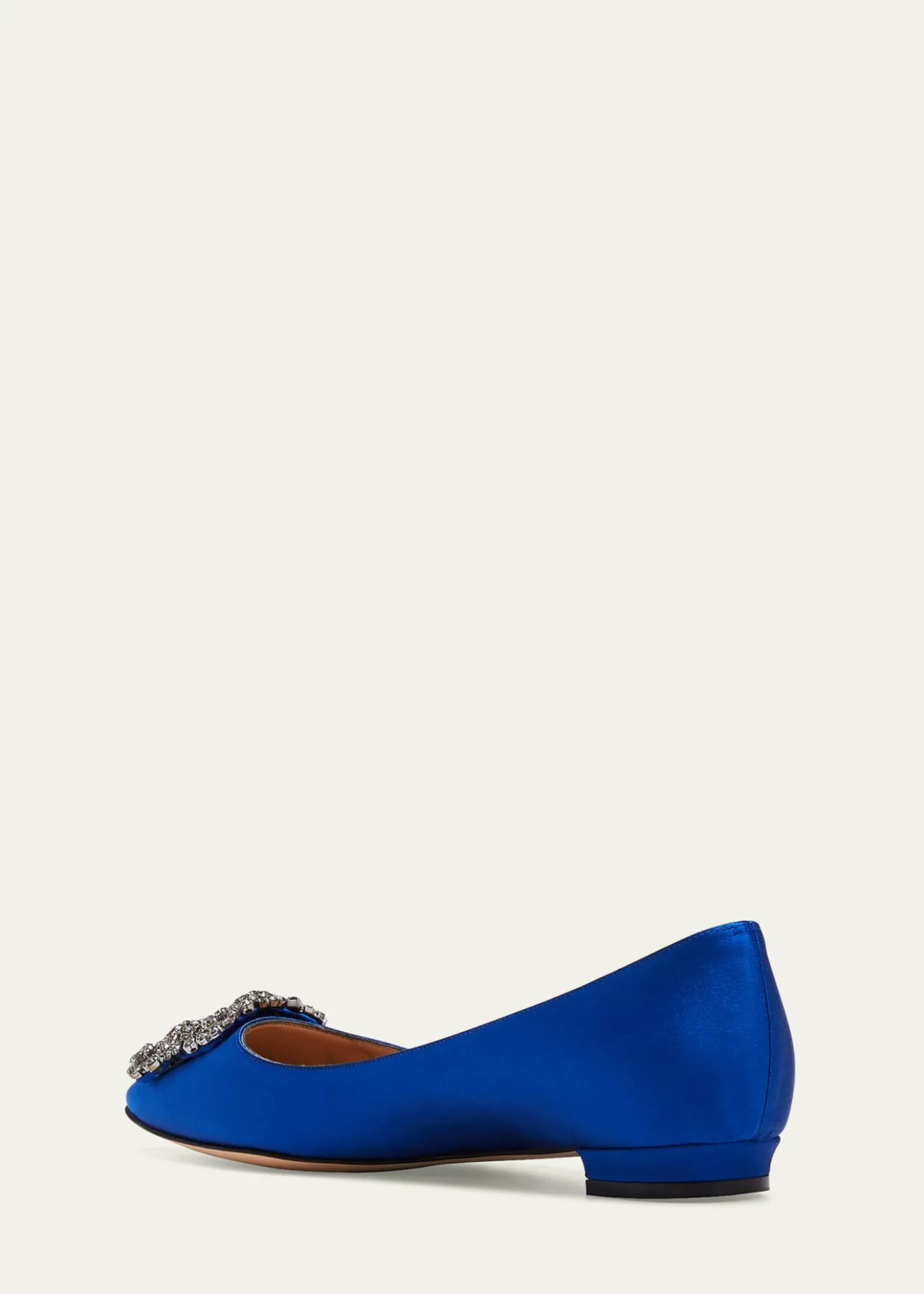 Manolo BlahnikHangisi Crystal-Buckle Satin Flat