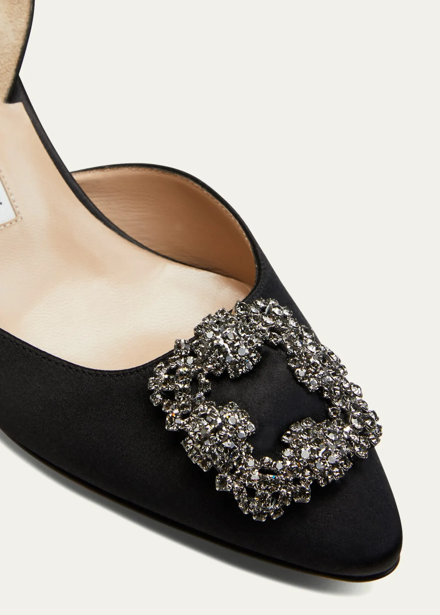 Manolo BlahnikHangisi Kitten-Heel Satin Slingback Pumps