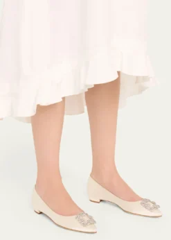 Manolo BlahnikHangisi Satin Buckle Ballerina Flats