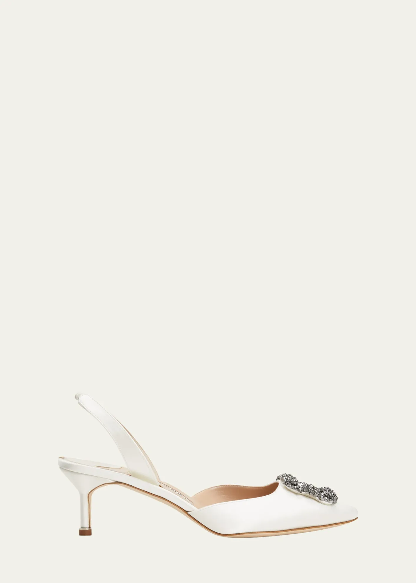 Manolo BlahnikHangsi Satin Crystal-Buckle Halter Pumps