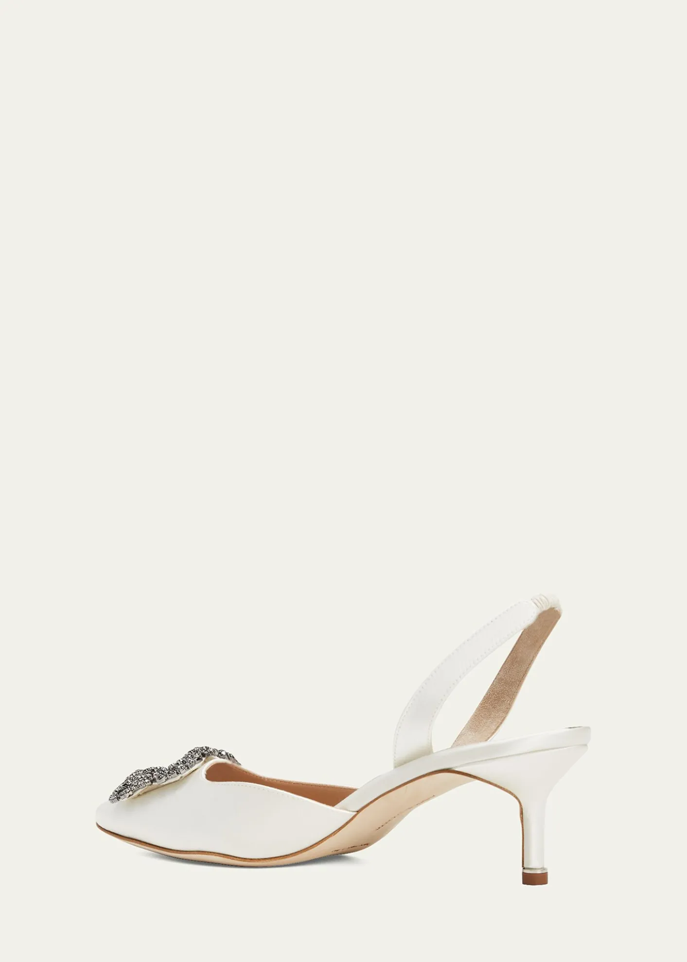 Manolo BlahnikHangsi Satin Crystal-Buckle Halter Pumps