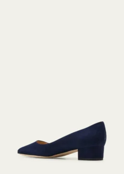 Manolo BlahnikLista Suede Block-Heel Pumps
