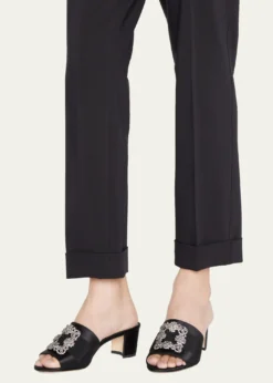 Manolo BlahnikMarta Crystal Buckle Silk Sandals