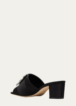 Manolo BlahnikMarta Crystal Buckle Silk Sandals