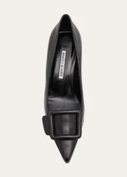Manolo BlahnikMaysale Leather Buckle Kitten Pumps