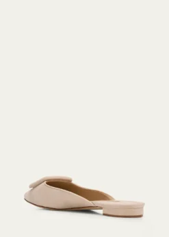 Manolo BlahnikMaysale Suede Buckle Ballerina Mules
