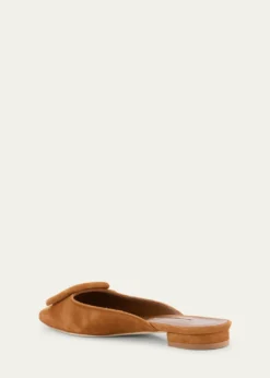 Manolo BlahnikMaysale Suede Buckle Ballerina Mules