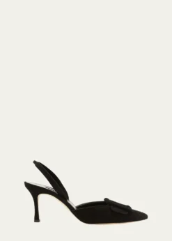 Manolo BlahnikMaysli Suede Buckle Halter Pumps