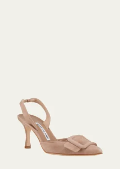 Manolo BlahnikMaysli Suede Buckle Slingback Pumps