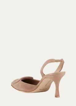 Manolo BlahnikMaysli Suede Buckle Slingback Pumps