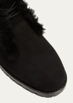 Manolo BlahnikMircus Suede Shearling Lace-Up Booties