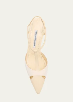 Manolo BlahnikMixed Leather T-Strap Pumps