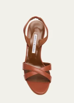 Manolo Blahnik90mm Callasli Crossover Leather Slingback Sandals