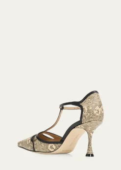 Manolo Blahnik70mm Gish Snake-Embossed Leather Pumps