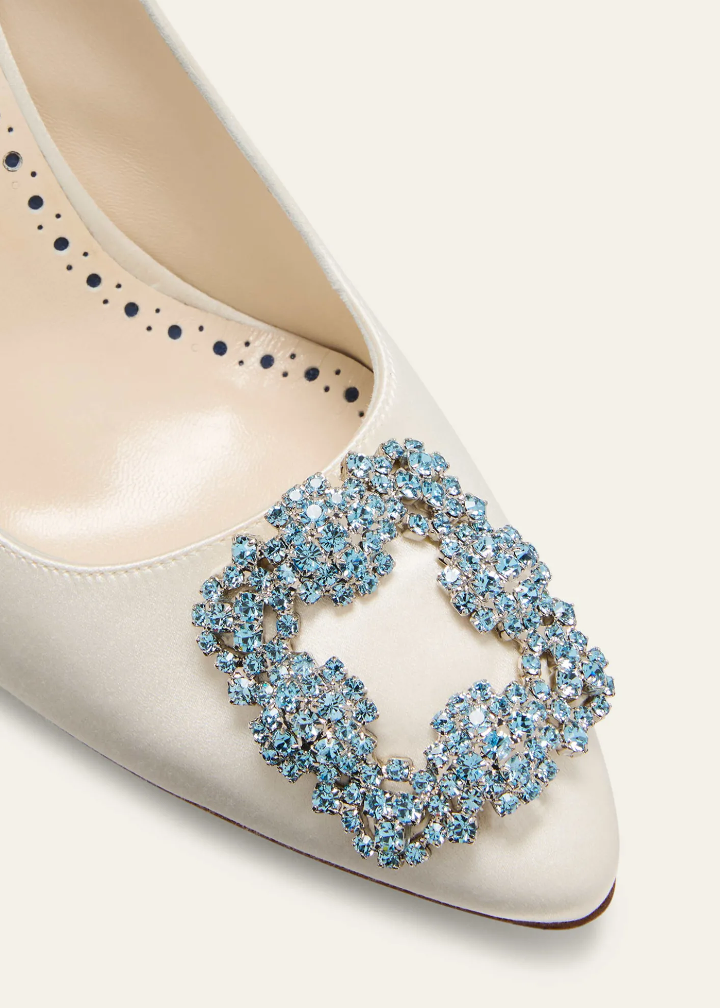 Manolo Blahnik90mm Hangisi Satin Pumps with Crystal Buckle