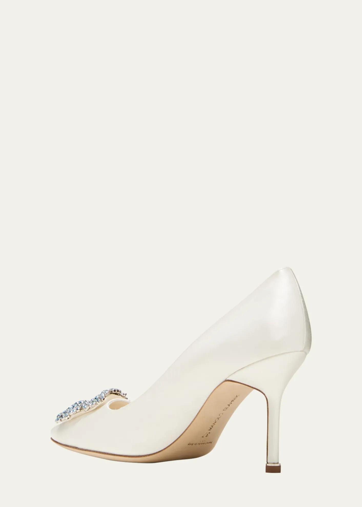 Manolo Blahnik90mm Hangisi Satin Pumps with Crystal Buckle